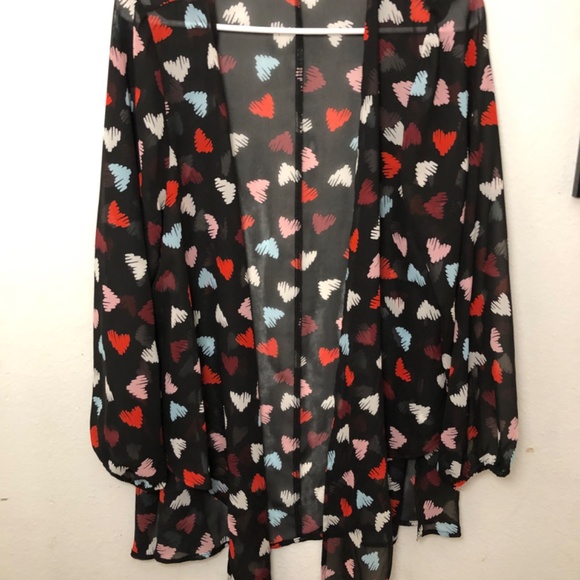 Lane Bryant colorful hearts kimono size 10/12 - Picture 2 of 2